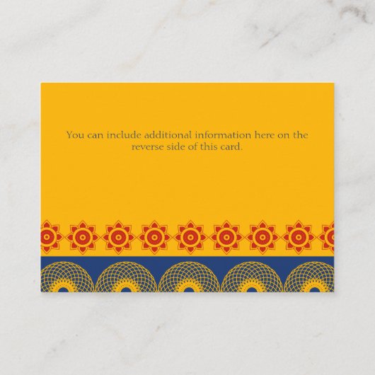 Carte D'accompagnement Eléphants à thème indiens en Mariage bleu royal (Dos)