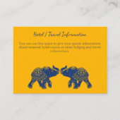 Carte D'accompagnement Eléphants à thème indiens en Mariage bleu royal (Devant)