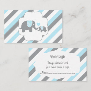 Carte D'accompagnement Eléphants Gris, Bleu et Blanc Livre Raffin