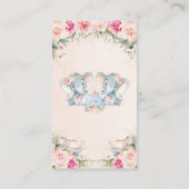 Carte D'accompagnement Éléphants jumelles roses fleurs thé apportent des (Dos)