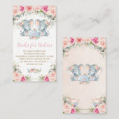 Carte D'accompagnement Éléphants jumelles roses fleurs thé apportent des (Devant / Derrière)