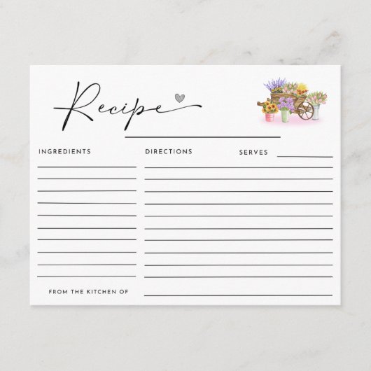 CARTE D'ACCOMPAGNEMENT ELLE EST FRAÎCHE DU RECETTE FLORALE DU MARCHÉ (Devant)