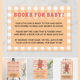 Carte D'accompagnement Elle est prête à éclater Baby Shower Rétro Gingham