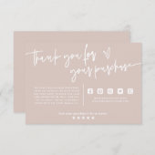 Carte D'accompagnement Emballage Boho Blush Pink Merci minimum Insérer (Devant / Derrière)