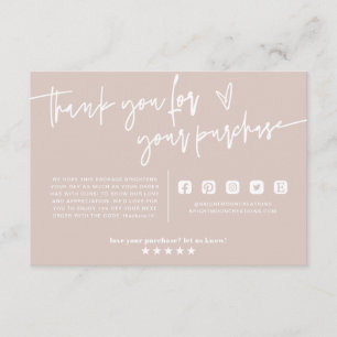 Carte D'accompagnement Emballage Boho Blush Pink Merci minimum Insertion