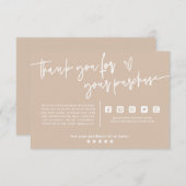 Carte D'accompagnement Emballage minimum Boho Beige Earth Merci Insertion (Devant / Derrière)