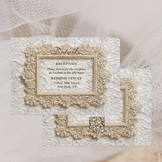 Carte D'accompagnement Embroidery Timeless Lace Frame Wedding Details
