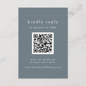 Carte D'accompagnement EMELIA QR Code Dusty Blue Minimal Wedding RSVP (Devant)