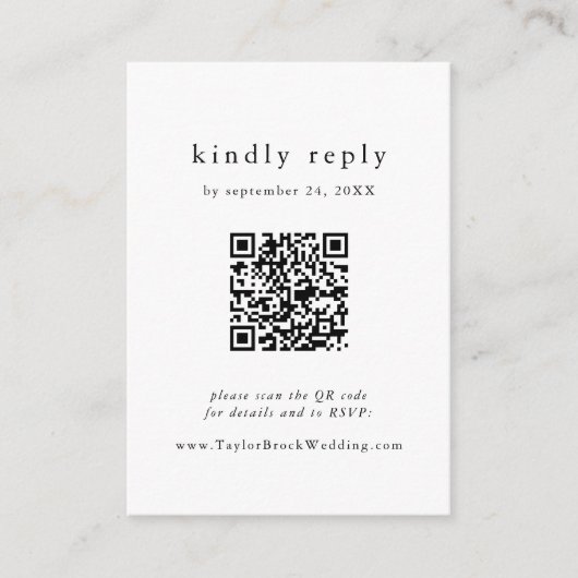 Carte D'accompagnement EMELIA QR Code Simple Moderne Boho Wedding RSVP (Devant)
