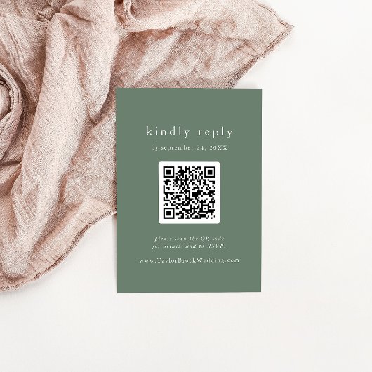 Carte D'accompagnement EMELIA QR Code Simple Mountain Rustic Wedding RSVP