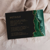 Carte D'accompagnement Emerald Green Agate Gold Dark Mariage Détails