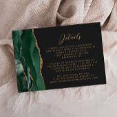 Carte D'accompagnement Emerald Green Agate Gold Script Détails du Mariage