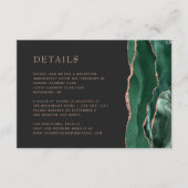 Carte D'accompagnement Emerald Green Agate Rose Gold Dark Mariage Détails (Devant)