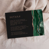 Carte D'accompagnement Emerald Green Agate Rose Gold Dark Mariage Détails