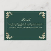 Carte D'accompagnement Emerald Green Baroque Gold Détails du Mariage (Devant)