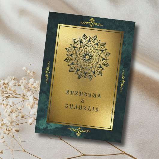 Carte D'accompagnement Emerald Green Code QR RSVP Mariage Site Web