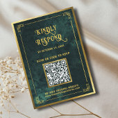 Carte D'accompagnement Emerald Green Code QR RSVP Mariage Site Web