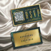 Carte D'accompagnement Emerald Green Code QR RSVP Mariage Site Web