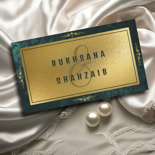 Carte D'accompagnement Emerald Green Code QR RSVP Mariage Site Web