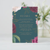 Carte D'accompagnement Emerald Green et or Floral Mariage (Debout devant)