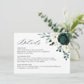 Carte D'accompagnement Emerald Green Eucalyptus Blanc Floral Mariage (Debout devant)