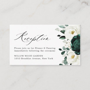 Carte D'accompagnement Emerald Green Eucalyptus Blanc Floral Mariage