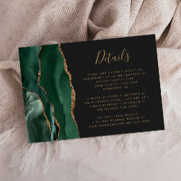 Carte D'accompagnement Emerald Green Gold Agate Dark Mariage Détails
