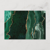 Carte D'accompagnement Emerald Green Gold Agate Dark Wedk Réception (Dos)