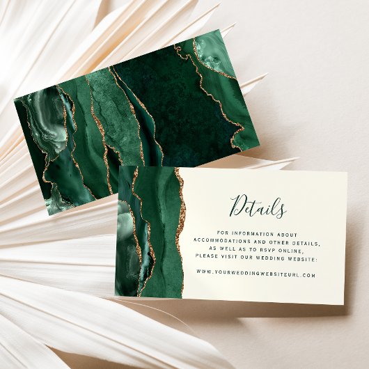 Carte D'accompagnement Emerald Green Gold Agate Ivory Mariage Website