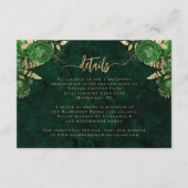 Carte D'accompagnement Emerald Green Gold Agate Script Détails du Mariage (Devant)