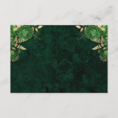 Carte D'accompagnement Emerald Green Gold Agate Script Détails du Mariage (Dos)