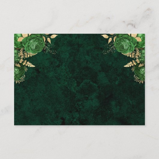 Carte D'accompagnement Emerald Green Gold Agate Script Détails du Mariage (Dos)