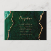 Carte D'accompagnement Emerald Green Gold Agate Script Mariage Réception (Devant)