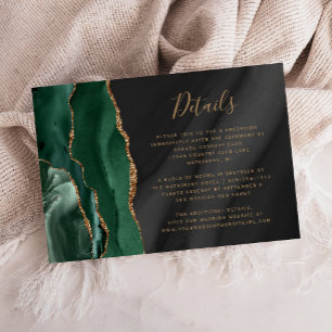 Carte D'accompagnement Emerald Green Gold Black Agate Détails du Mariage