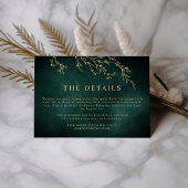 Carte D'accompagnement Emerald Green & Gold Botanical Mariage élégant