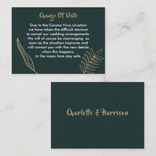 Carte D'accompagnement Emerald Green Gold Modern Drake Feuille Mariage
