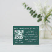 Carte D'accompagnement Emerald Green & Grey Mariage Web QR Code (Debout devant)