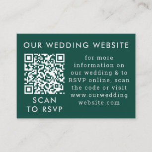 Carte D'accompagnement Emerald Green & Grey Mariage Web QR Code
