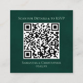 Carte D'accompagnement Emerald Green Mariage Détails & RSVP QR Code (Dos)