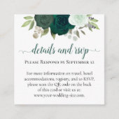 Carte D'accompagnement Emerald Green Mariage Détails & RSVP QR Code (Devant)