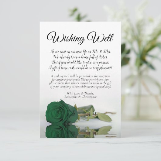Carte D'accompagnement Emerald Green Mariage Rose souhaite un bon poème (Debout devant)