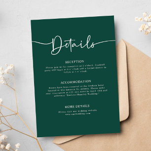 Carte D'accompagnement Emerald Green Moderne minimaliste Mariage de calli