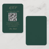 Carte D'accompagnement Emerald Green Petit mariage vertical RSVP QR Code (Devant / Derrière)