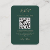 Carte D'accompagnement Emerald Green Petit mariage vertical RSVP QR Code (Devant)
