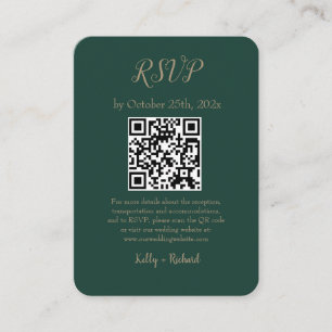 Carte D'accompagnement Emerald Green Petit mariage vertical RSVP QR Code