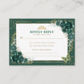 Carte D'accompagnement Emerald Green Quinceanera Mis Quince 15 Anos RSVP (Devant)