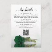 Carte D'accompagnement Emerald Green Rose Elegant Wedding Details QR Code (Devant)