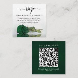 Carte D'accompagnement Emerald Green Rose mariage élégant RSVP QR Code