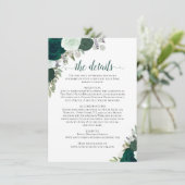 Carte D'accompagnement Emerald Green & Sage Rose Rustique Détails du Mari (Debout devant)