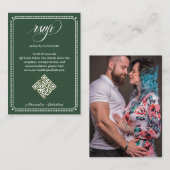 Carte D'accompagnement Emerald Green Script en ligne RSVP QR Code Mariage (Devant / Derrière)